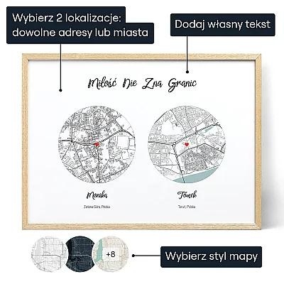 Milosc Nie Zna Granic — personalizowany plakat artystyczny