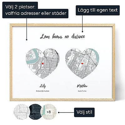 Karlek Vet Inget Distans Karta — personlig konstprint