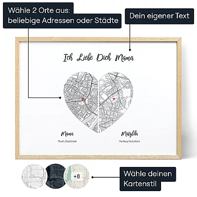 Mutter Kind Karte — personalisierter Kunstdruck - Schweiz