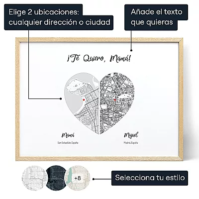 Mapa De Mama E Hijo — regalo personalizado para ella