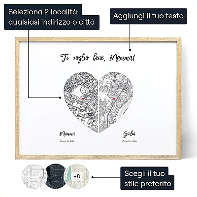 Mamma E Figlio Mappa — regalo personalizzato per lei