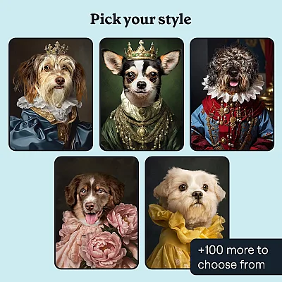 Royal Dog Portrait, Watercolor portrait from photo