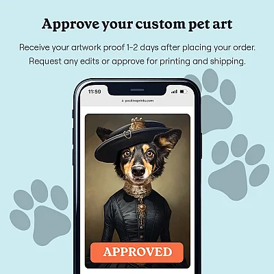 Royal Dog Portrait, Watercolor portrait from photo