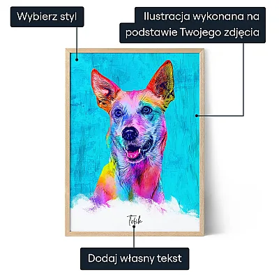Portret psa w stylu pop-art
