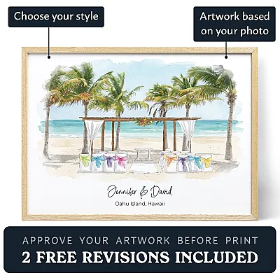 Custom Watercolor Wedding Venue Portrait