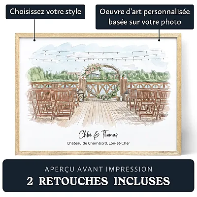 Peinture à l’aquarelle personnalisée - Lieu de mariage
