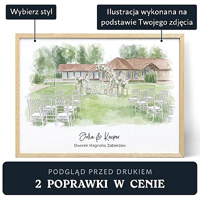 Tam, gdzie wzięliśmy ślub - personalizowany obraz ze zdjęcia - akwarela