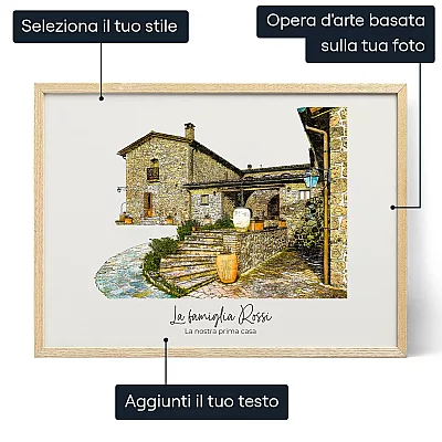 Illustrazione Personalizzata Di Casa — regalo personalizzato per lui