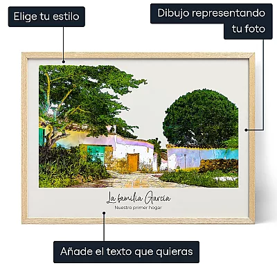 Ilustracion Personalizada De Una Casa — regalo personalizado para él