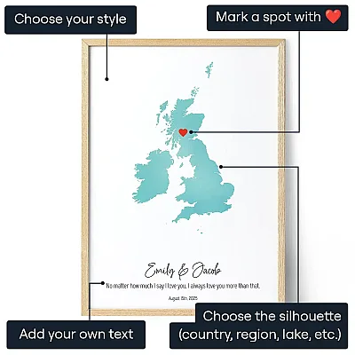 Custom Watercolour Map — personalised art print