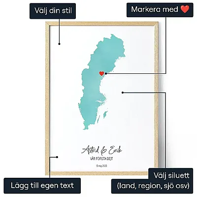 Anpassad Vattenfarg Karta — personlig konstprint