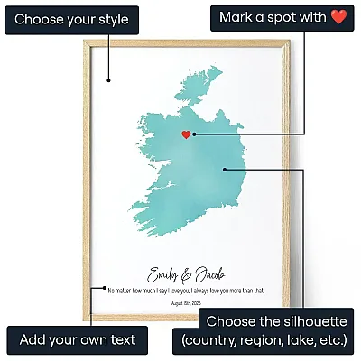 Custom Watercolor Map — personalised art print