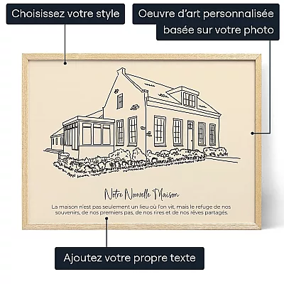Dessin Au Trait De Maison — cadeau personnalisé pour lui