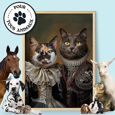 FR_04_Couple Royal – Portrait Personnalisé de Chats