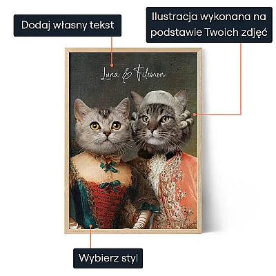 PL_01_Królewska Para – Personalizowany Portret Kotów