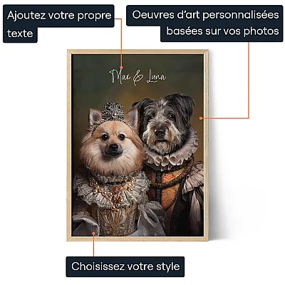 FR_01_Couple Royal – Portrait Personnalisé d'animaux de compagnie