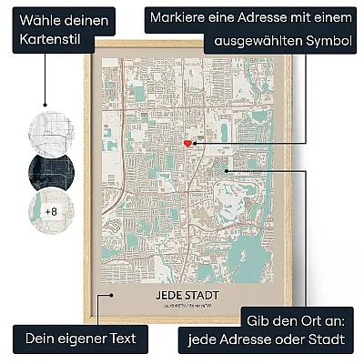 Stadtplan Poster — personalisierter Stadtplan-Kunstdruck - Schweiz