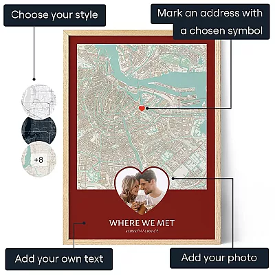 Map Of Where We Met — personalised map of where you first met