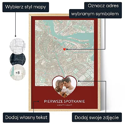 Mapa Pierwszego Spotkania — personalizowany plakat artystyczny
