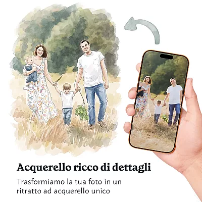 Foto di una famiglia in acquerello dettagliato - Illustrazioni di persone ad acquerello
