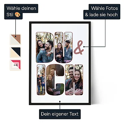 Collage Kunstwerk Du Und Ich — personalisierter Kunstdruck - Schweiz