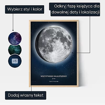 Ksiezyc W Dniu Urodzin — personalizowany plakat fazy księżyca
