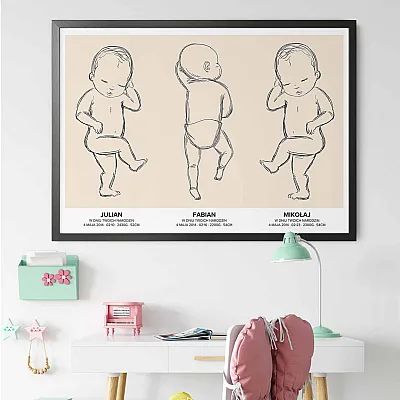 plakat metryczka trojka dzieci