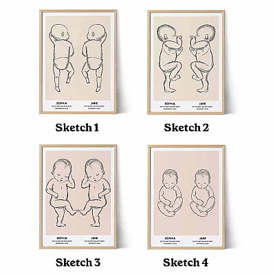 duo birth poster color and illustration