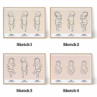 trio birth poster color and illustration