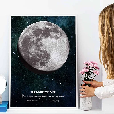 Digital Måne väggkonst — personlig månfas poster