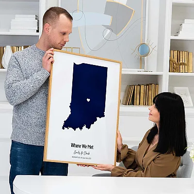 custom watercolor where we met map