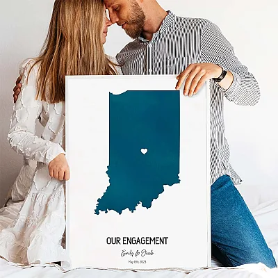 Watercolor Engagement Map Gift