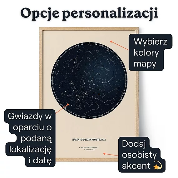 Mapa Gwiazd Do Wydruku — personalizowany prezent dla niego