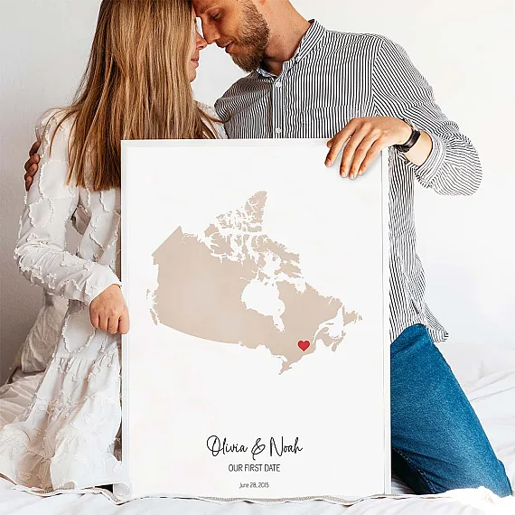 Watercolor Our First Date Map