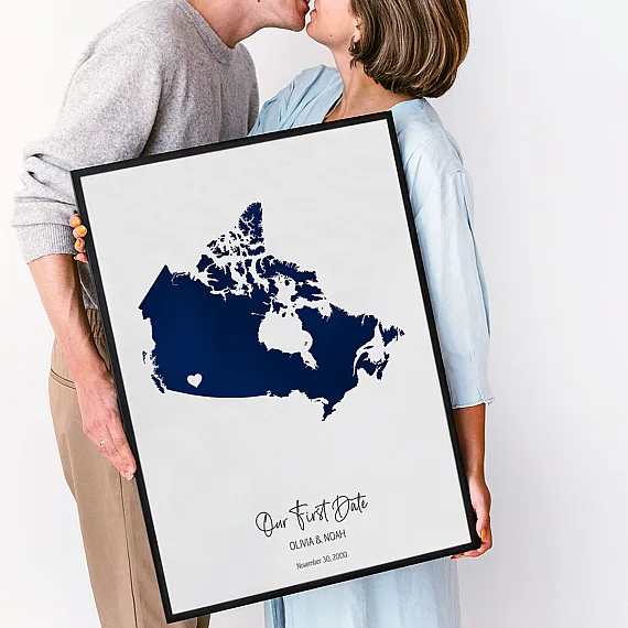 Watercolor Our First Date Map