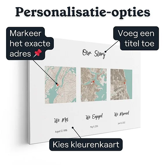 Driedubbel kaartcanvas – personalisatie