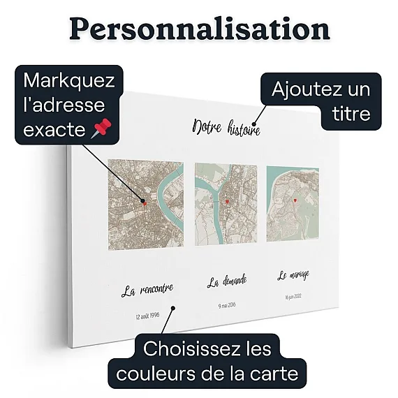 Toile de carte triple – personnalisation