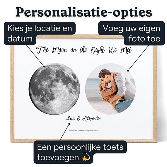 Verlovingsnacht Maan Fase Met Foto — gepersonaliseerd cadeau voor hem