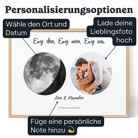 Mondphase Der Verlobungsnacht Mit Foto — personalisiertes Mondphasen-Poster - Schweiz