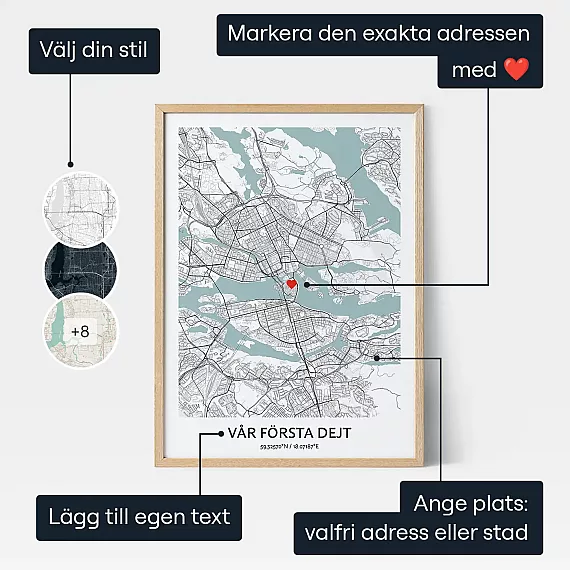 Vi Traffades Har Karta — personlig konstprint