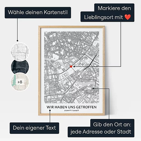 Wo Wir Uns Getroffen Haben — personalisierter Karten-Druck - Schweiz