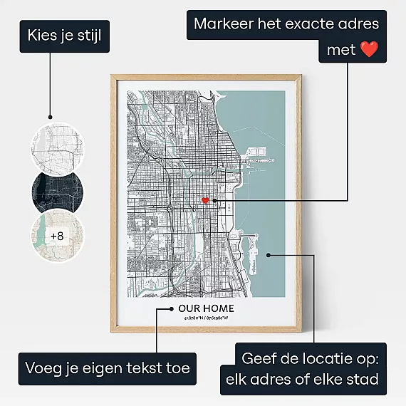 Kaart Nieuw Huis — gepersonaliseerd cadeau voor hem
