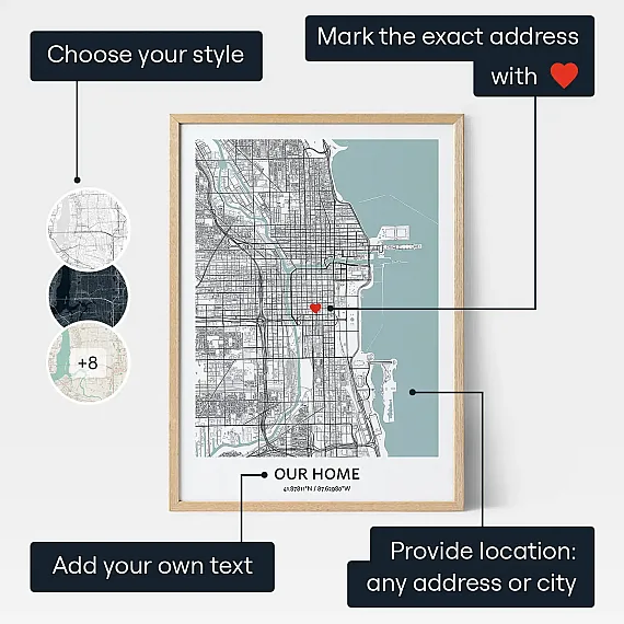 New Home Map — personalised custom map poster