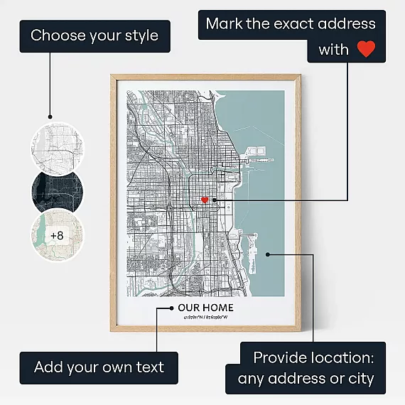New Home Map — personalised custom map poster