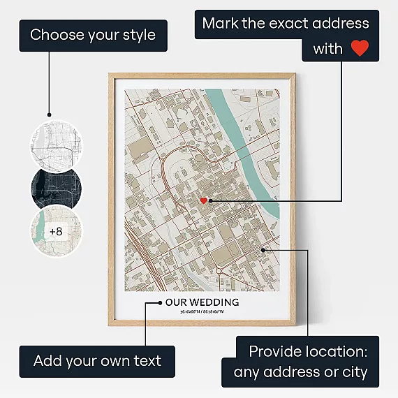 Wedding Map Gift — personalised wedding gift print