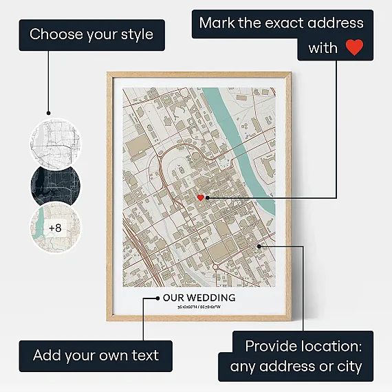 Wedding Map Gift — personalised wedding gift print