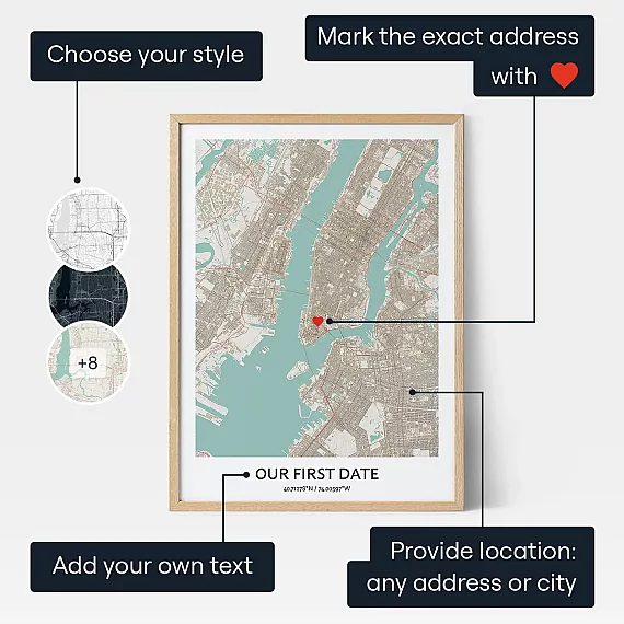 Our First Date Map — personalised map of where you first met