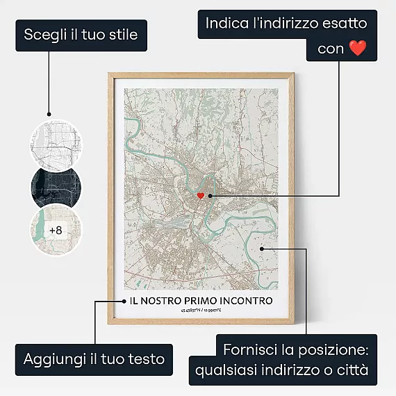 Mappa Del Primo Appuntamento — stampa personalizzata del luogo del primo incontro