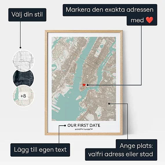 Var Forsta Datum Karta — personlig karta över var ni möttes