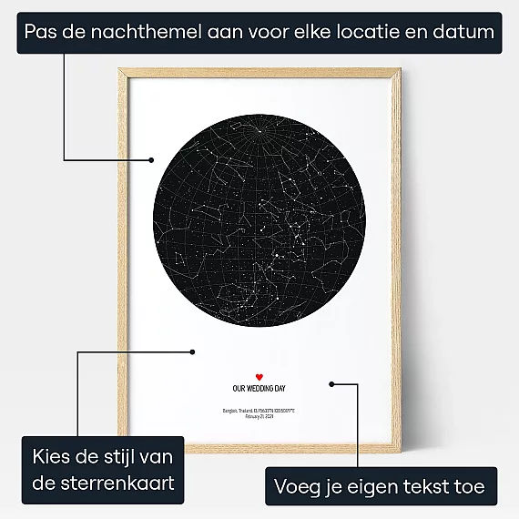 Sterren Op Trouwdag — gepersonaliseerd huwelijkscadeau